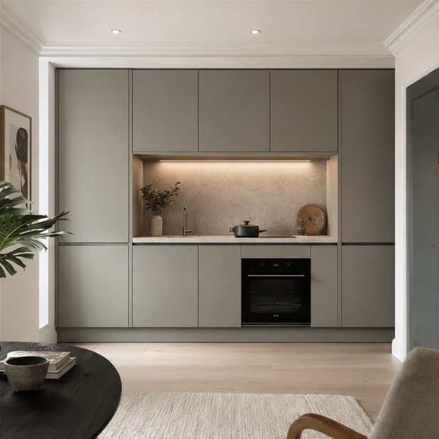 Islington Minimal Green Kitchen completed kitchen renovations
