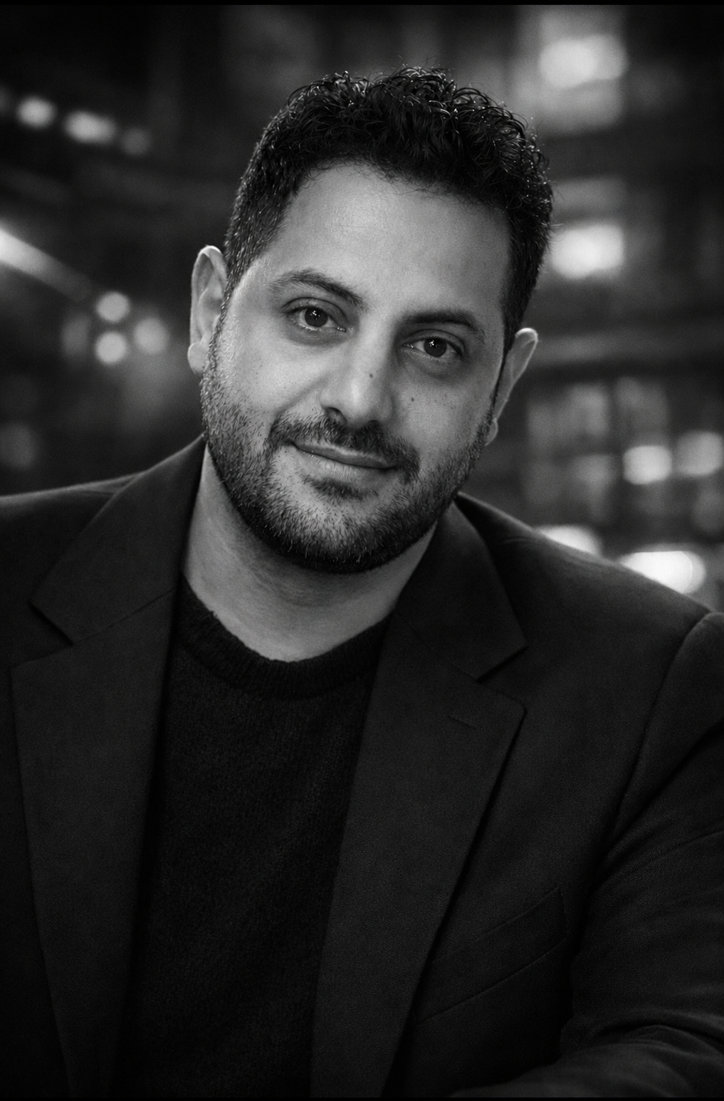 David Delavega, founder of Foxter, black and white portrait