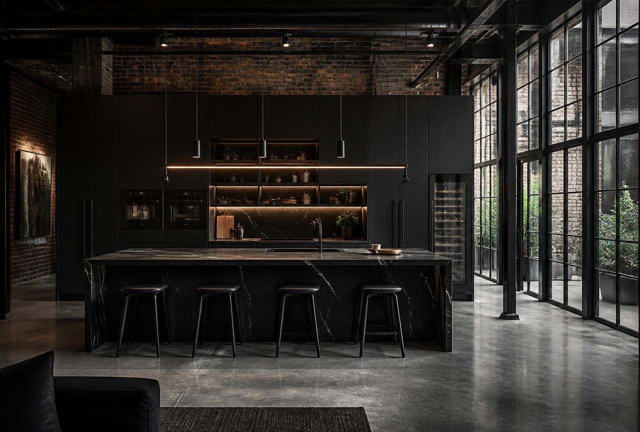 Clerkenwell Warehouse Black Kitchen completed kitchen renovations