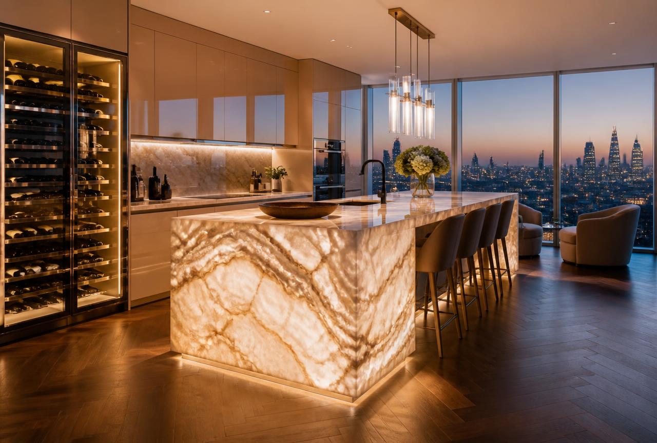 Nine Elms Penthouse Onyx Kitchen completed kitchen renovations