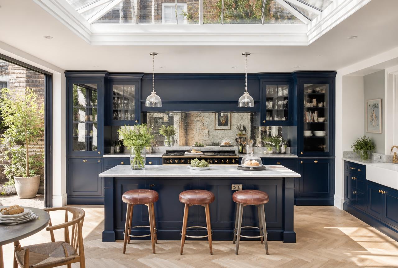 Wimbledon Orangery Navy Kitchen completed kitchen renovations